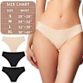 Miniatyrbild 6 av 6: Sexiga sömlösa bekväma låga damunderkläder vardagliga osynliga enfärgade trosor S-XL sexiga underkläder briefs för damer 3 st Black-Black-Beige M