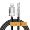 Miniatyrbild 1 av 6: 180° Roterbar Flätad Micro USB-datakabel i Zinklegering för Mobiltelefoner 120W 5A Snabbladdningskabel för Android iPhone Samsung Black 1.5m