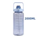 2 liters vattenflaska med sugrör Stor portabel sportvattenkopp Blue 2000ml