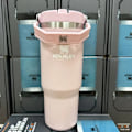 Miniatyrbild 2 av 2: Vattenkopp i rostfritt stål handhållen isolerad kopp bilkopp Light Pink 30OZ