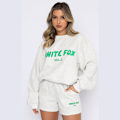 Miniatyrbild 1 av 2: 2023 Höst/vinter Plysch förtjockad mocka Pullover långärmad topp white shorts+jumper S#