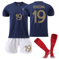 Miniatyrbild 1 av 2: 22-23 VM Frankrike Hemma fotbollströja set 19# BENZEMA S