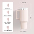 Miniatyrbilde 5 av 11: Glasskopp med sugerør, lokk og håndtak - Termos Light grey
