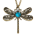 Miniatyrbillede 1 af 2: Halskæde Dragonfly turkis sten vintage mode retro Turquoise