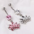 Miniatyrbillede 3 af 3: Navlepiercing diamantkrone Silver Clear