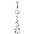 Miniatyrbilde 1 av 2: Navlepiercing diamant lite blad Silver