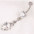 Miniatyrbilde 2 av 2: Navlepiercing diamant lite blad Silver