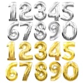 Pikkukuva 1 / 3: Ilmapallot numerot 0-9 | Hopea ja kulta | Syntymäpäivä ilmapalloja Silver - 4