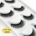 Miniatyrbillede 2 af 3: 5 par falske øjenvipper - 3D faux mink - G805 Black