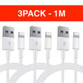 Lightning USB-laddkabel 1 m vit 3-pack för iPhone/iPad, iOS 17 Vit