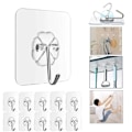 Miniatyrbild 1 av 7: Självhäftande Krokar - Perfekta Handdukskrokar Hängare - 10-pack Transparent