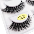 Miniatyrbillede 9 af 9: 5 par falske øjenvipper - 3D faux mink - Sort Black 3D faux mink - G807