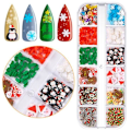 Miniatyrbillede 1 af 4: Julepynt snefnug / nisse negle glitter i praktisk æske Multicolor
