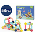 Miniatyrbillede 5 af 6: Magnetiske byggeklodser - 58 stykker til kreativ bygning - Magneter Multicolor