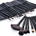 Miniatyrbillede 2 af 6: Professionelt makeup børstesæt: 24 børster i læderetui Black