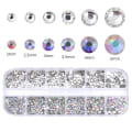 Miniatyrbild 3 av 4: 12st Rhinestone i olika storlekar i ask - Nageldekorationer Silver