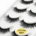 Pikkukuva 4 / 9: 5 paria tekoripsiä - 3D tekominkki - musta Black 3D faux mink - G800