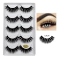 Miniatyrbild 1 av 7: 5-par lösögonfransar - 3D faux mink - G800 - False eyelashes Svart