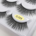 Miniatyrbillede 2 af 5: 5 par falske øjenvipper - 3D faux mink - G309 Black