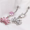 Miniatyrbilde 2 av 3: Navlepiercing diamantkrone Silver Clear