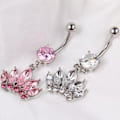 Miniatyrbillede 2 af 3: Navlepiercing diamantkrone Silver Clear