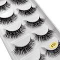 Miniatyrbillede 3 af 6: 5 par falske øjenvipper - 3D faux mink - Sort Black 3D faux mink - G703