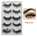 Miniatyrbild 1 av 8: 5-par lösögonfransar - 3D faux mink - G807 - False eyelashes Svart