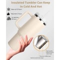 Pikkukuva 8 / 11: Juomakuppi oljilla, kannella ja kahvalla - Termos Light grey