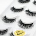Miniatyrbillede 7 af 9: 5 par falske øjenvipper - 3D faux mink - Sort Black 3D faux mink - G807