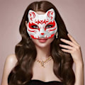 Miniatyrbillede 5 af 8: 10 kattemasker at male - DIY hvide masker til maskerade og Halloween White