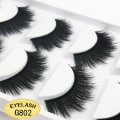 Miniatyrbild 3 av 6: 5-par lösögonfransar - 3D faux mink - G802 - False eyelashes Svart