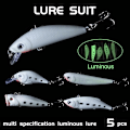 Miniatyrbilde 2 av 9: 5 wobblere lyser i det mørke crankbait Multicolor