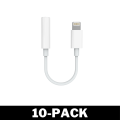 Miniatyrbild 1 av 4: Lightning till AUX Adapter - Mikrofonkompatibel - Vit 10-Pack