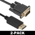 Miniatyrbild 1 av 6: 1.8 meter DisplayPort till VGA Kabel Svart 2-Pack