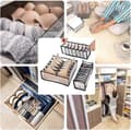 Miniatyrbild 5 av 5: Organizer för underklädeslåda - 3-pack vikbar garderobsavdelare - Förvaringslåda för underkläder och strumpor för låda Grå