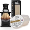Miniatyrbillede 3 af 4: Barbersæt - Taske, Sikkerheds-/Sikkerhedsskraber, 40 dobbeltblade, Barberbørste & barbersæbe, aftershavebalsam, alunstift