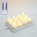 Rechargeable LED Tealights with Remote Control, Warm White, 12-Pack, Flameless Candles for Ambient Lighting