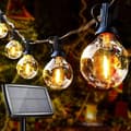 Solcelledrevne utendørs lyslenker, 10+1 G40 LED-pærer, IP44 vanntett, med 4 moduser
