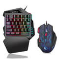 One-Handed Gaming Keyboard, Mouse, RGB Backlit Wrist Rest