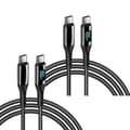 2-pack PD100W braided data cable Type-C to Type-C digital display Black 1m