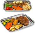 Grillkorgset om 2 - Grillkorgar i rostfritt stål - Grillbricka för grönsaker och kött med hål