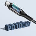 Pikkukuva 2 / 3: 2-pakkaus PD100W punottu datakaapeli Type-C–Type-C digitaalinen näyttö Musta 1m