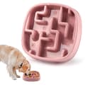 Hundskål, Kattskål, Långsam matskål, Långsam matskål för hund, Långsam matskål för katt (rosa)