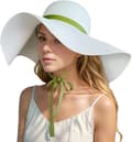 Overdimensionerede strandstråhatte til kvinder, floppy, ekstra stor solskærmshat med bred skygge, sommer-roll-up stor strandhat til kvinder, foldbar White&Green