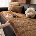 Thick Chenille Sofa Cover, Non-Slip Soft Couch Protector for Family and Pets Coffee 70x70cm