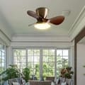 Ceiling fan with LED lighting 24 W, 6 speeds, 3 ABS blades, silent with remote control and wall switch for bedroom Antique Bronze & Walnut 61cm-Wall Control