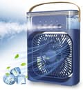 Mini klimaanleggvifte – Bordvifte med 3 hastigheter, 3 spraymoduser, LED-lys og timer, USB-kjøler for hjemmet