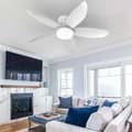 Ceiling fan with LED lighting 65/95/110 cm, 5 blades, remote control, 6 speeds, quiet reversible DC motor White 110cm