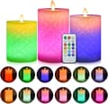 3-pack Color Changing Flameless LED Pillar Candles with 18-Key Remote Control, Timer, and Flickering Flame