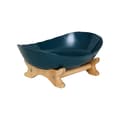Fruit Stand 1/2/3 Tier Plastic Fruit Basket with Bamboo Tiered Tray for Kitchen & Serving Dark Green 1-Tier